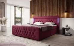 Boxspringbett Diva mit USB, LED und Stauraum (2 Schubladen)