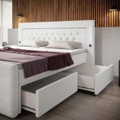 Boxspringbett Diva mit USB, LED und Stauraum (2 Schubladen)