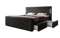 Boxspringbett Diva mit USB, LED und Stauraum (2 Schubladen)