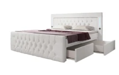 Boxspringbett Diva mit USB, LED und Stauraum (2 Schubladen)