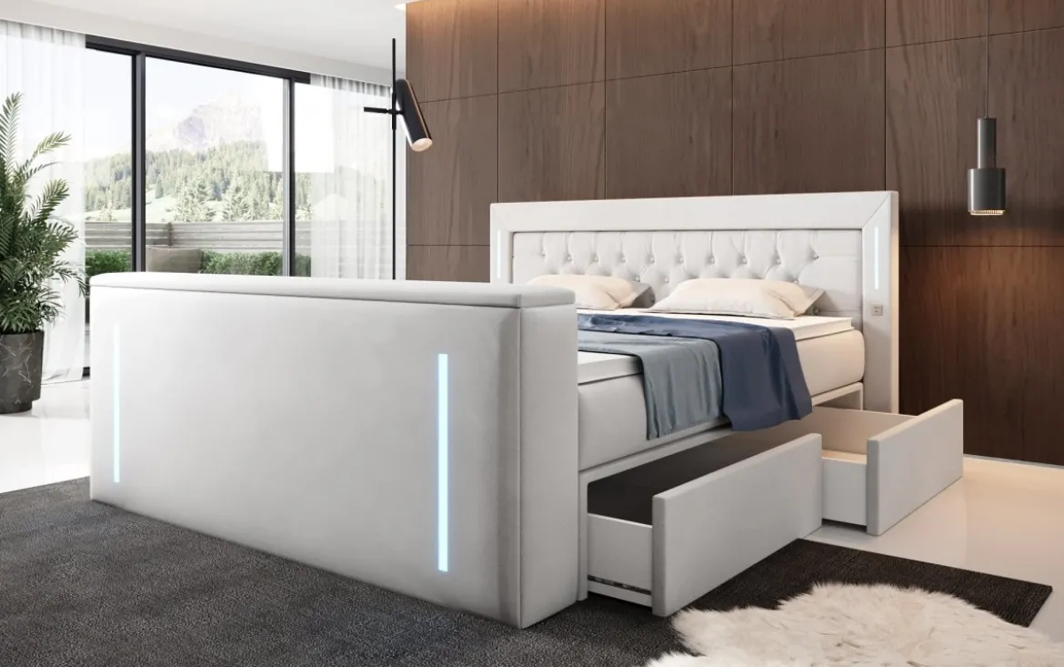 Boxspringbett Divaneo mit TV Lift und Stauraum (2 Schubladen)