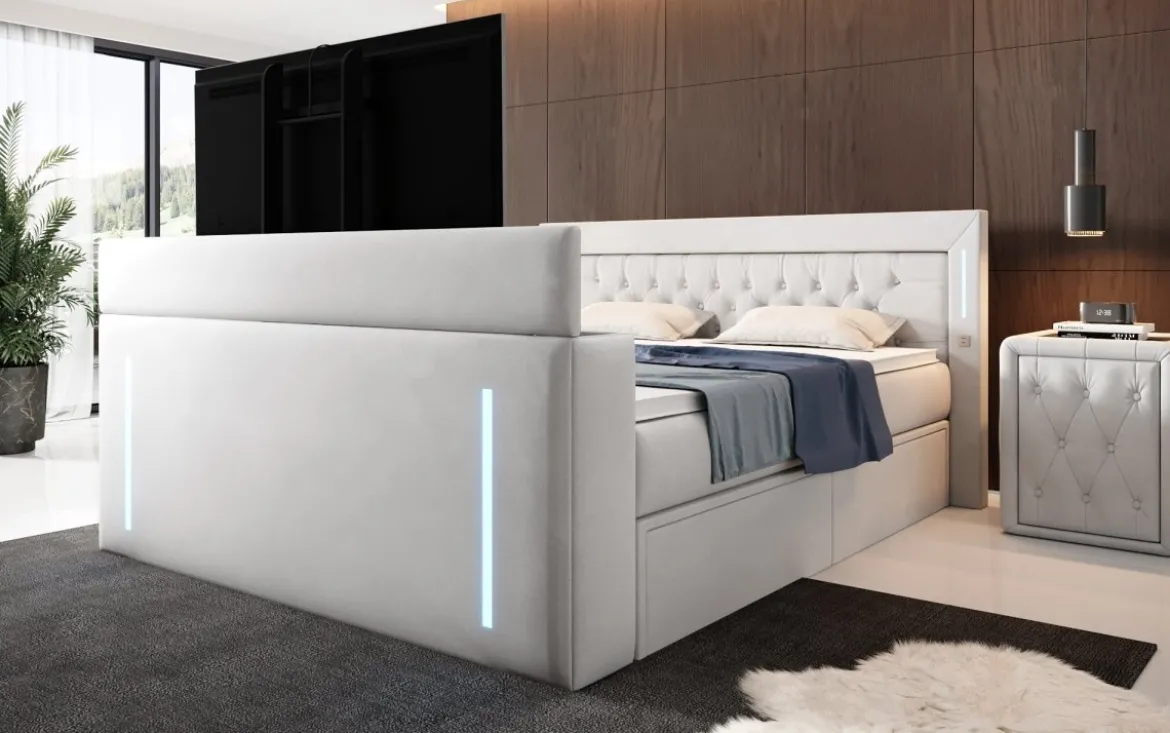 Boxspringbett Divaneo mit TV Lift und Stauraum (2 Schubladen)