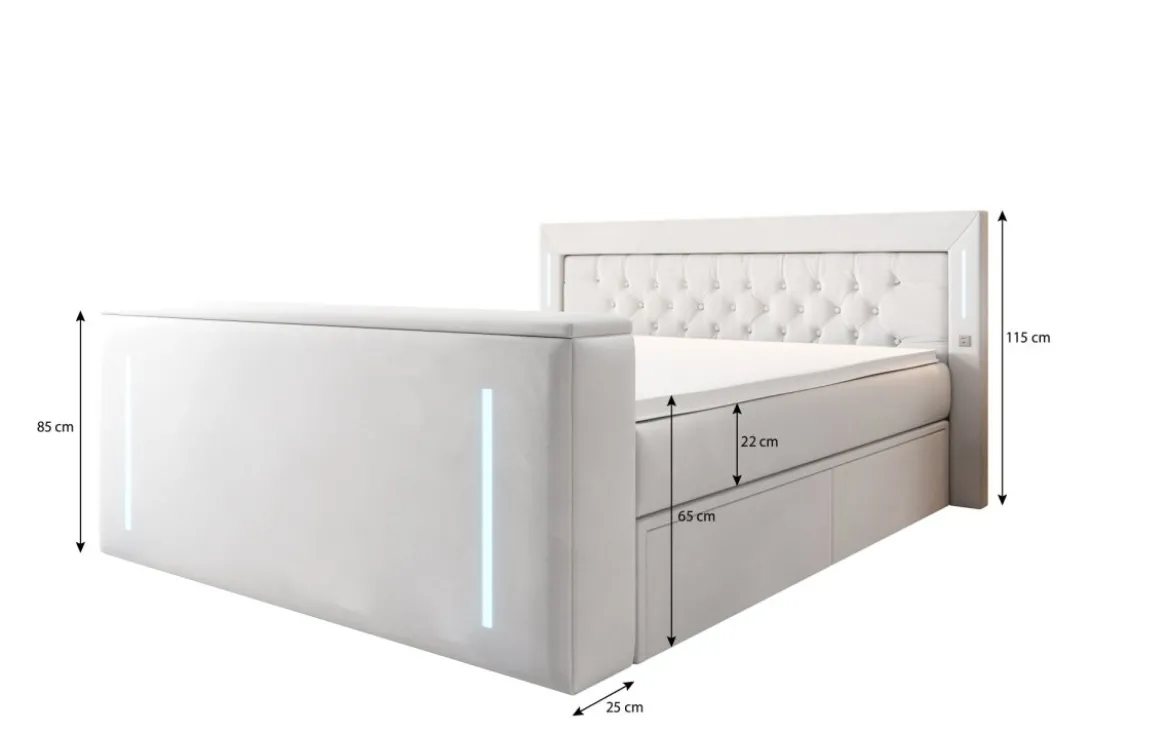 Boxspringbett Divaneo mit TV Lift und Stauraum (2 Schubladen)