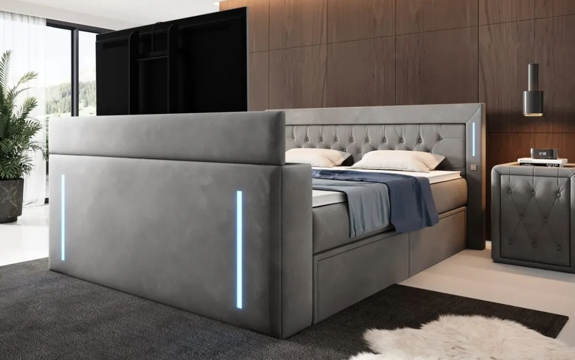 Boxspringbett Divaneo mit TV Lift und Stauraum (2 Schubladen)