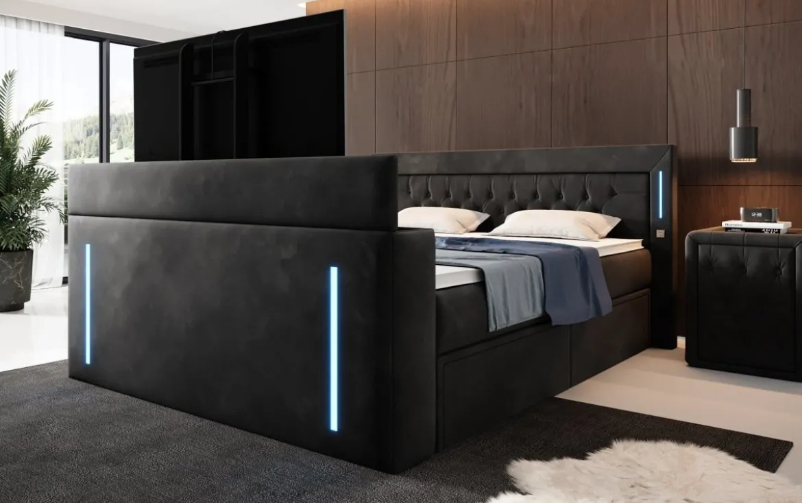 Boxspringbett Divaneo mit TV Lift und Stauraum (2 Schubladen)