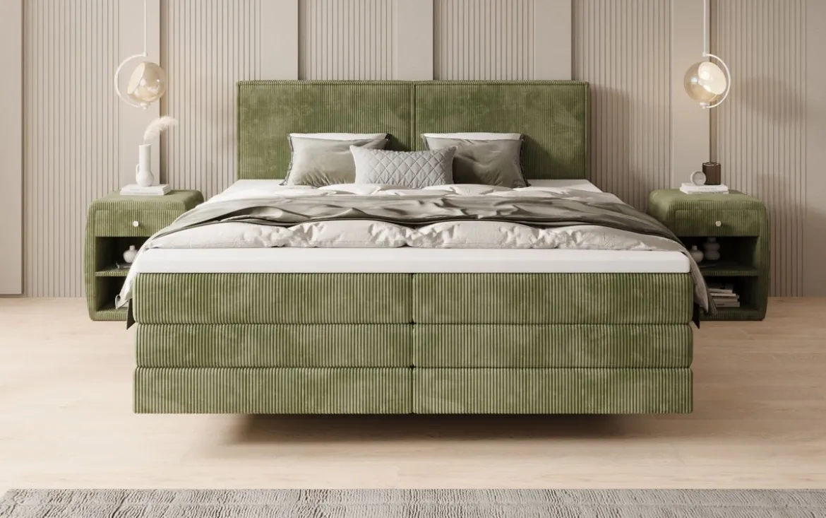 Boxspringbett Elara mit Schwebeoptik in Cord
