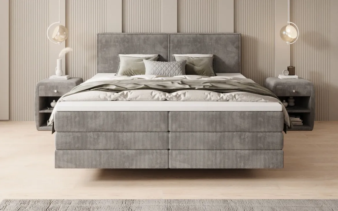 Boxspringbett Elara mit Schwebeoptik in Cord