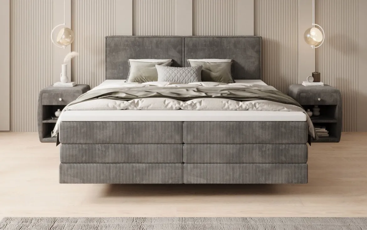 Boxspringbett Elara mit Schwebeoptik in Cord