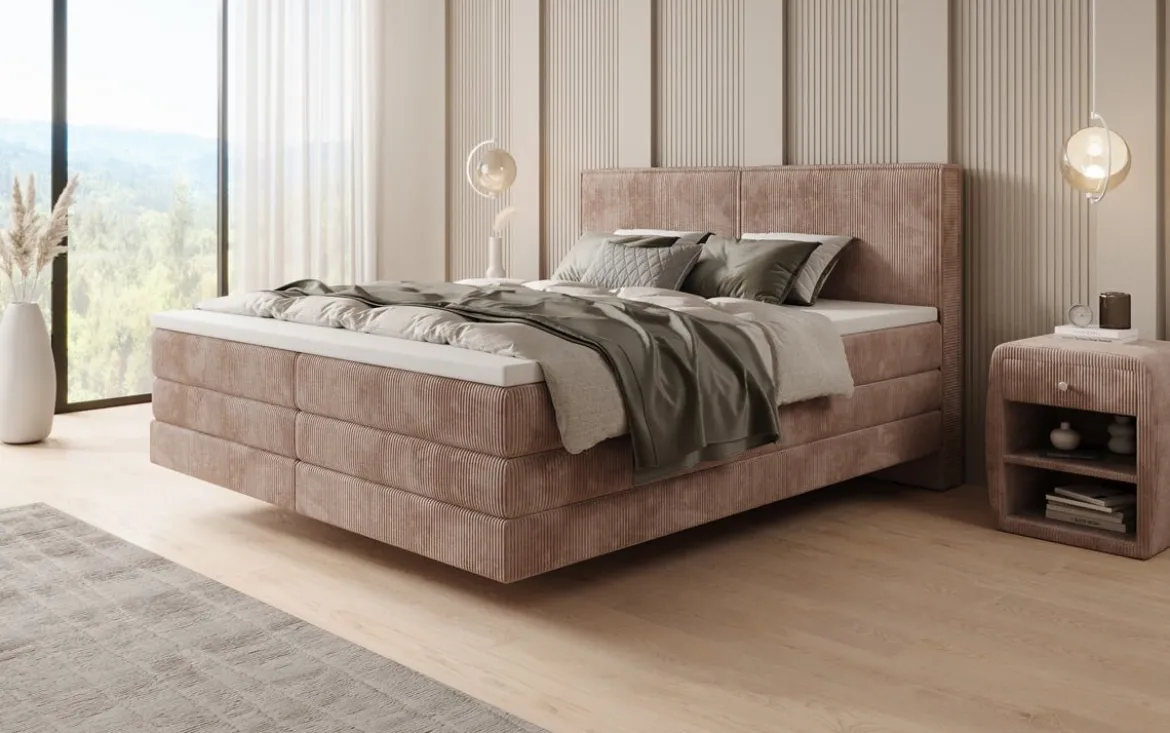 Boxspringbett Elara mit Schwebeoptik in Cord