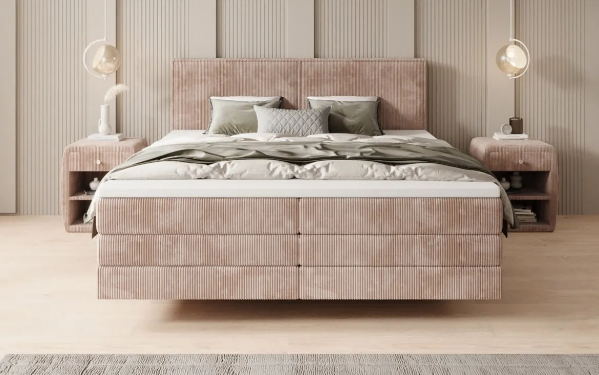 Boxspringbett Elara mit Schwebeoptik in Cord