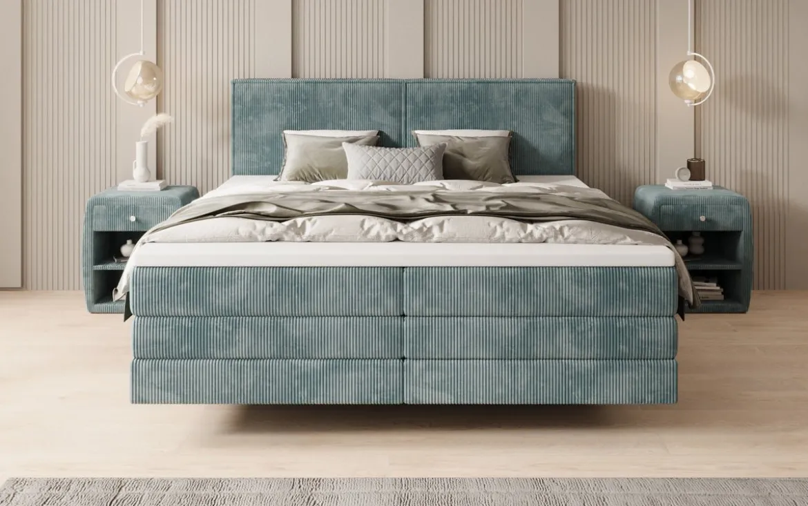 Boxspringbett Elara mit Schwebeoptik in Cord