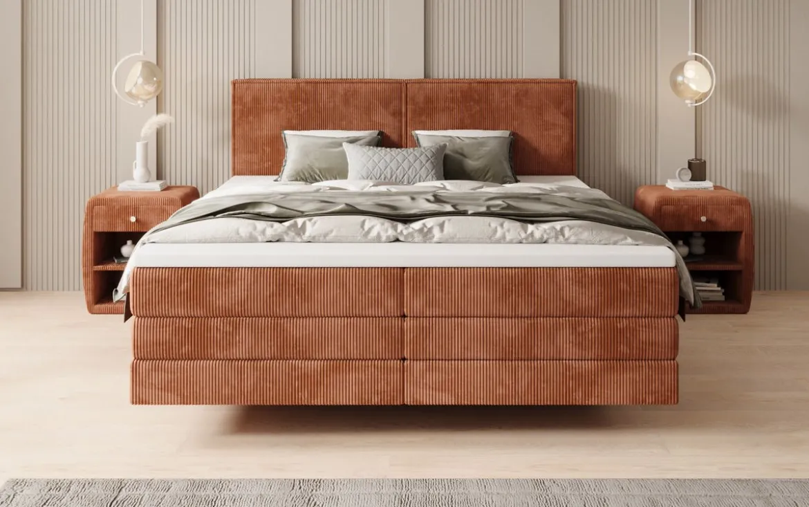 Boxspringbett Elara mit Schwebeoptik in Cord