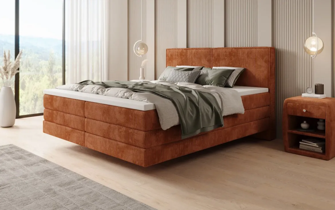 Boxspringbett Elara mit Schwebeoptik in Cord
