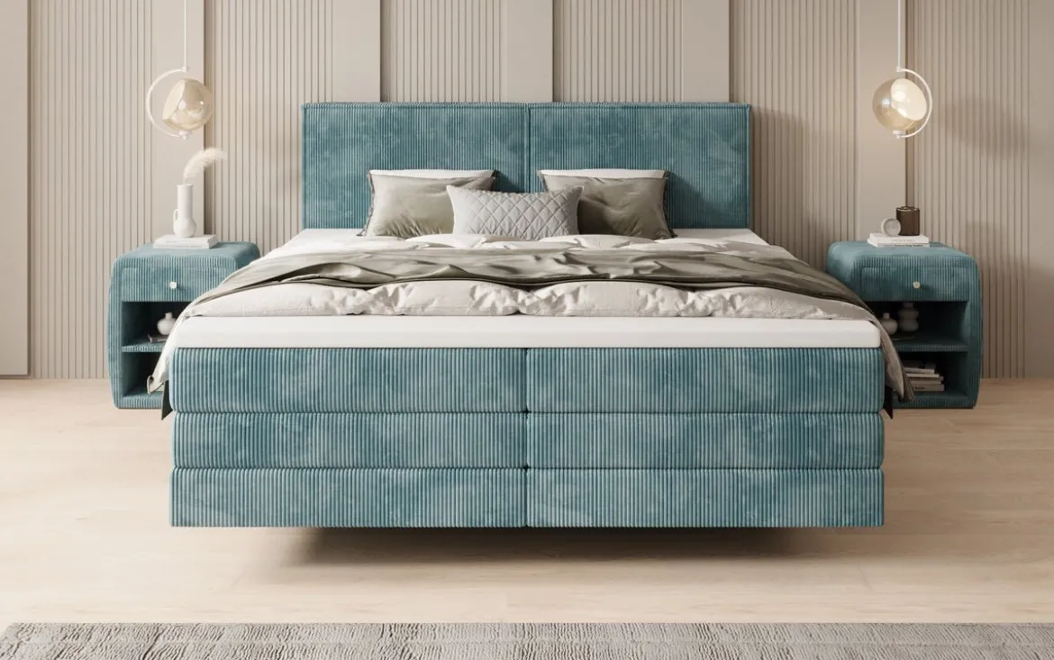 Boxspringbett Elara mit Schwebeoptik in Cord
