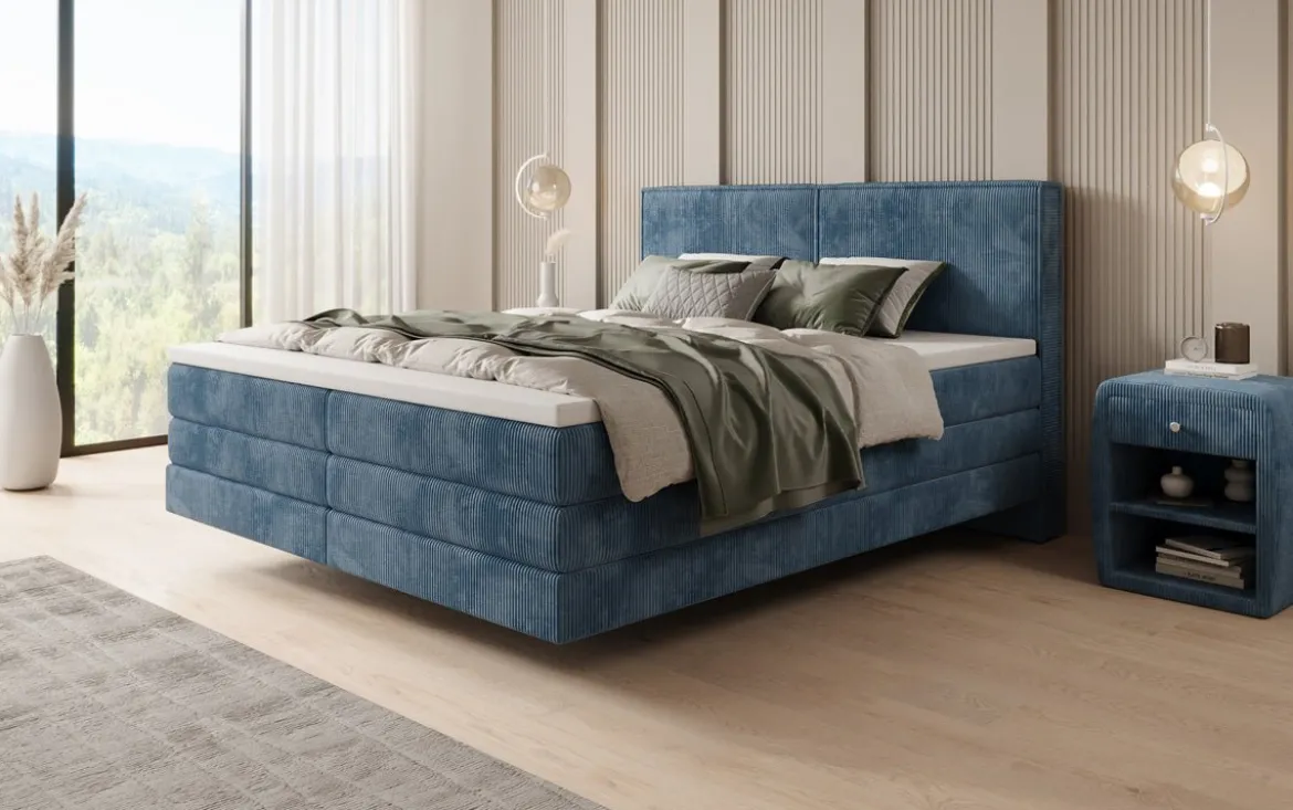 Boxspringbett Elara mit Schwebeoptik in Cord