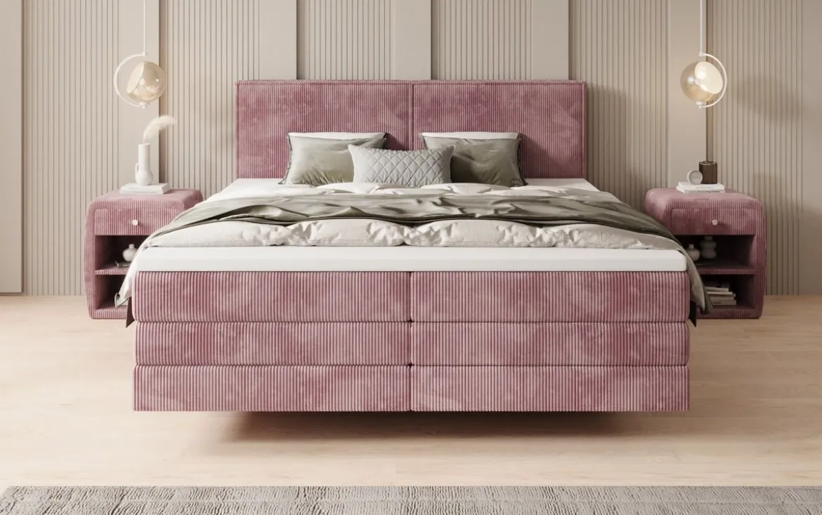 Boxspringbett Elara mit Schwebeoptik in Cord