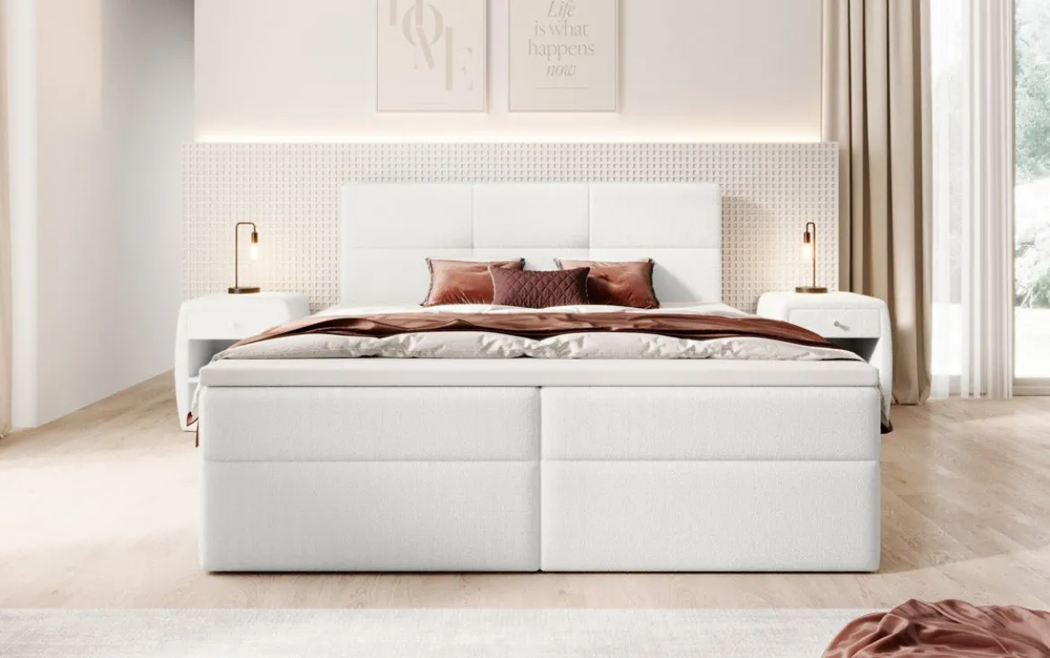 Boxspringbett Eleonora Bouclé mit Stauraum