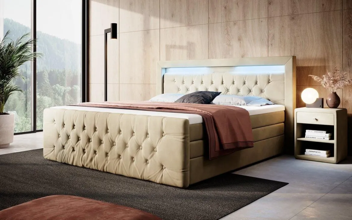 Boxspringbett Gloria mit LED und Stauraum