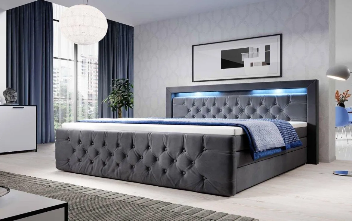 Boxspringbett Gloria mit LED und Stauraum