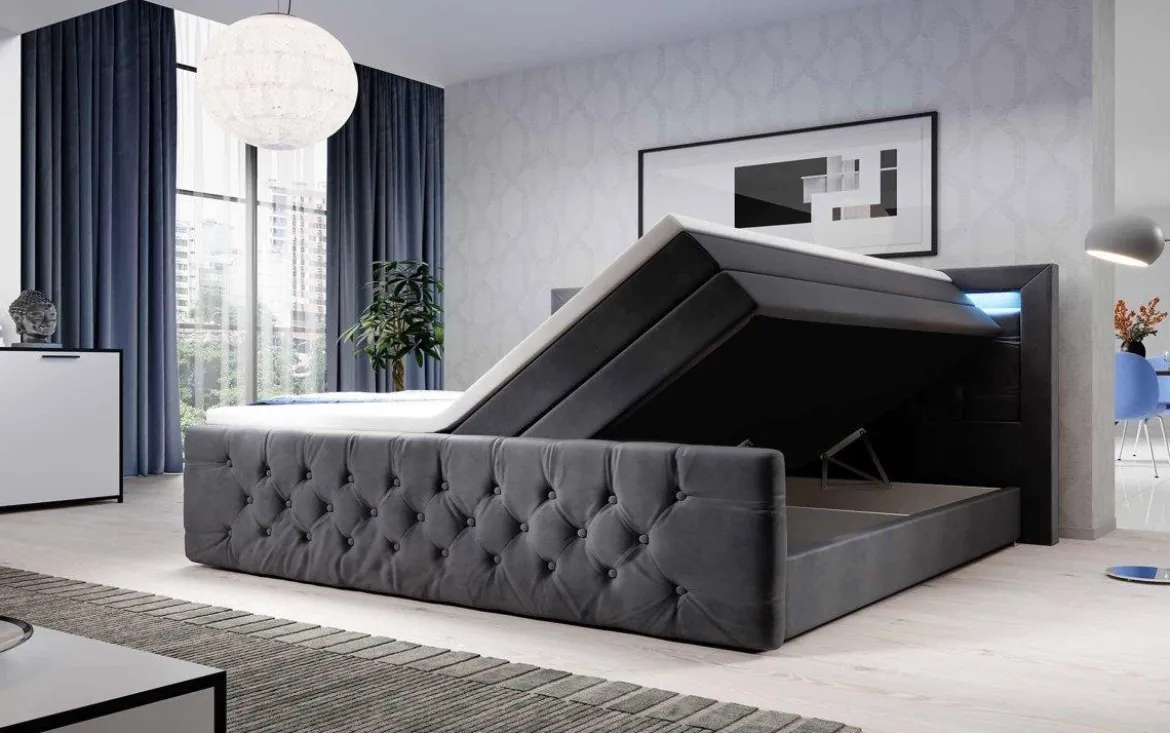 Boxspringbett Gloria mit LED und Stauraum