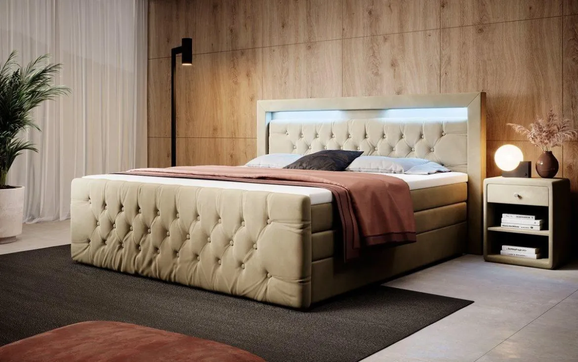 Boxspringbett Gloria mit LED und Stauraum