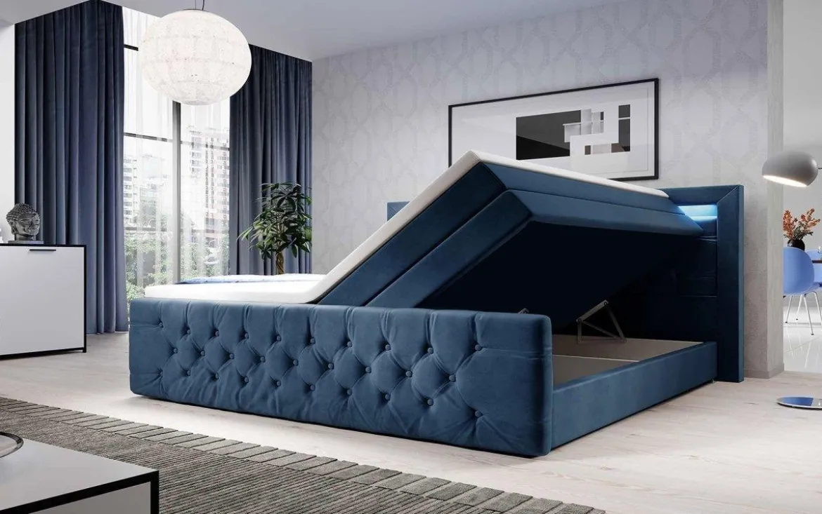 Boxspringbett Gloria mit LED und Stauraum