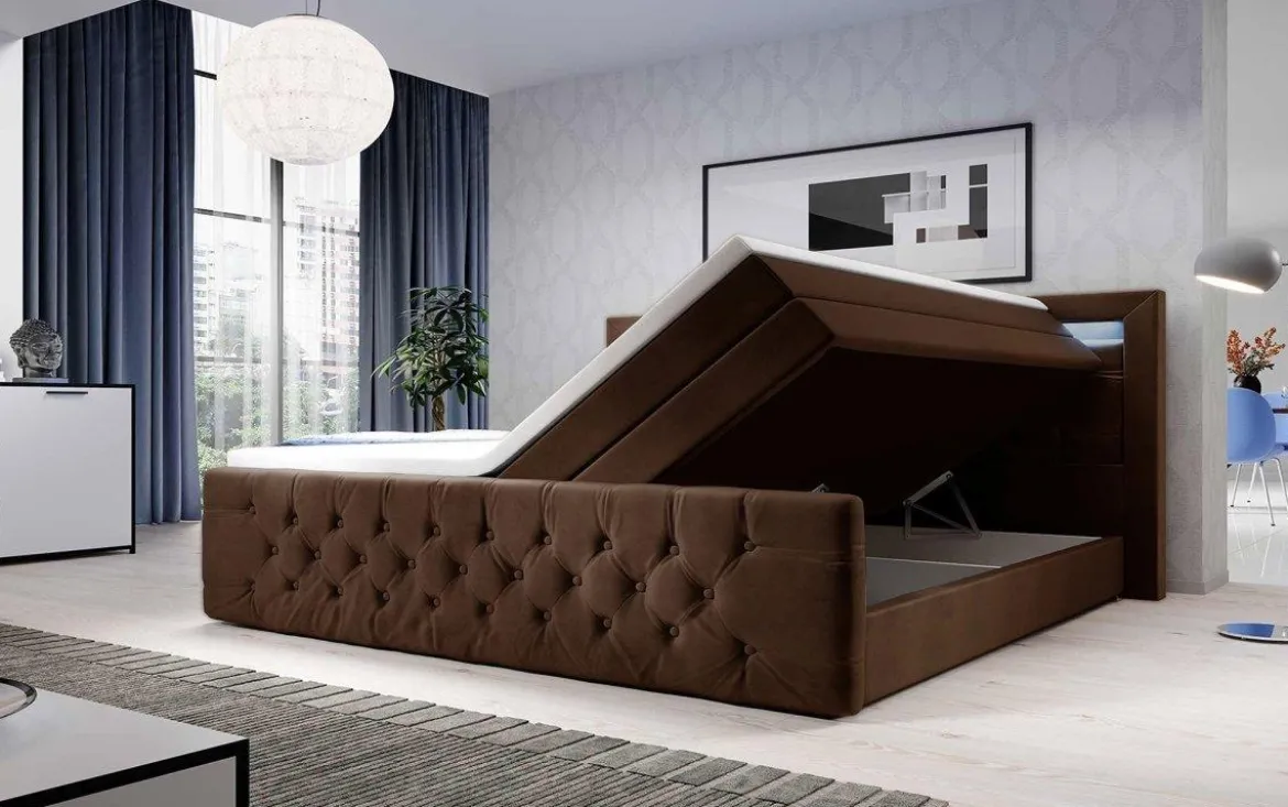 Boxspringbett Gloria mit LED und Stauraum