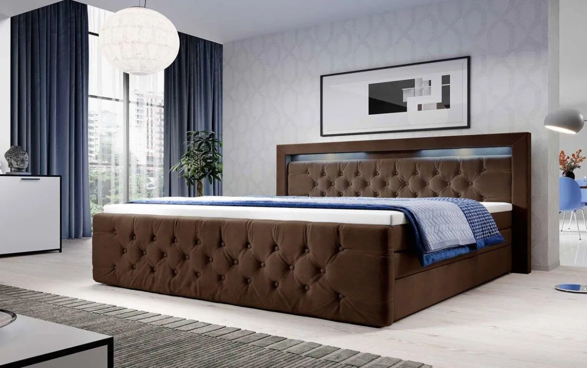 Boxspringbett Gloria mit LED und Stauraum