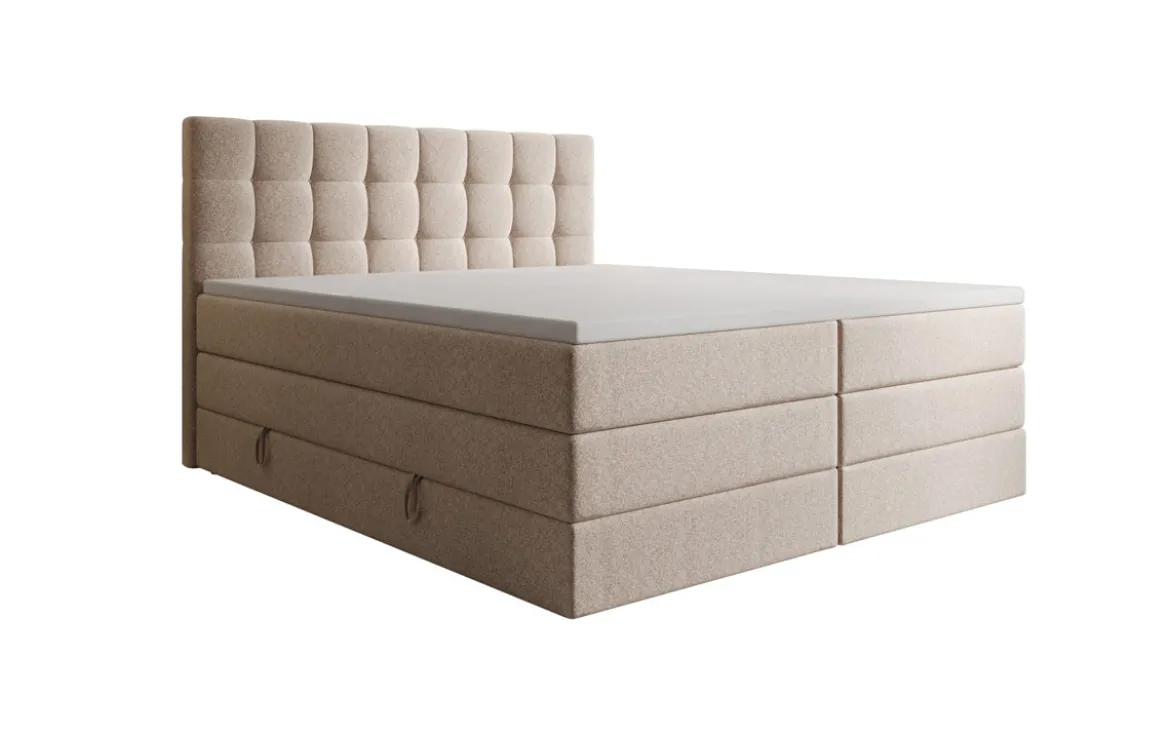 Boxspringbett Grandé in Strukturstoff mit Stauraum
