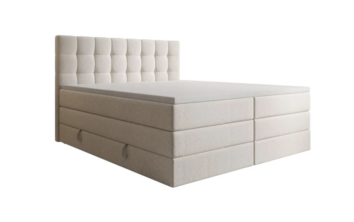 Boxspringbett Grandé in Strukturstoff mit Stauraum