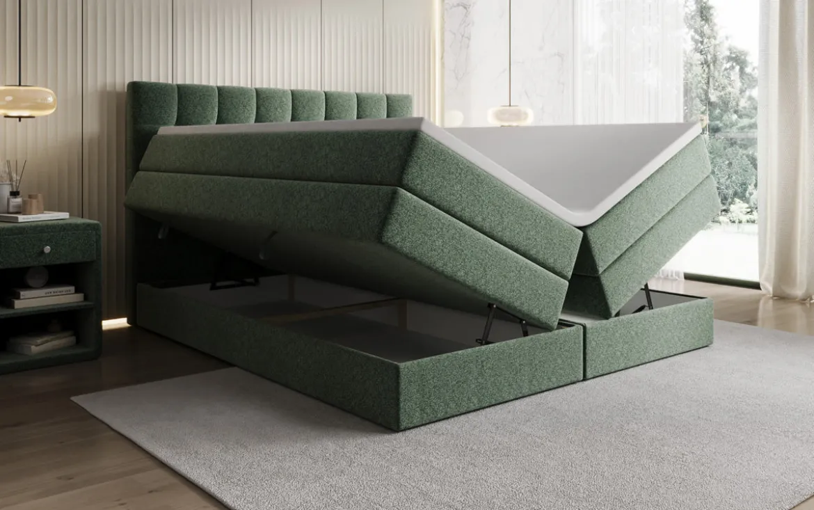 Boxspringbett Grandé in Strukturstoff mit Stauraum