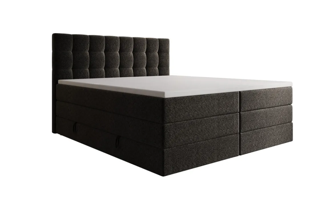 Boxspringbett Grandé in Strukturstoff mit Stauraum