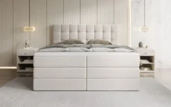 Boxspringbett Grandé in Strukturstoff mit Stauraum