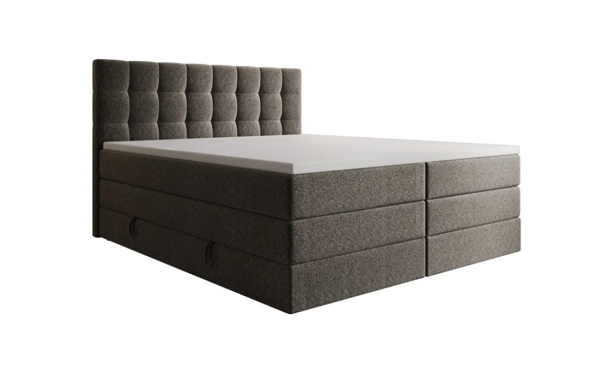 Boxspringbett Grandé in Strukturstoff mit Stauraum