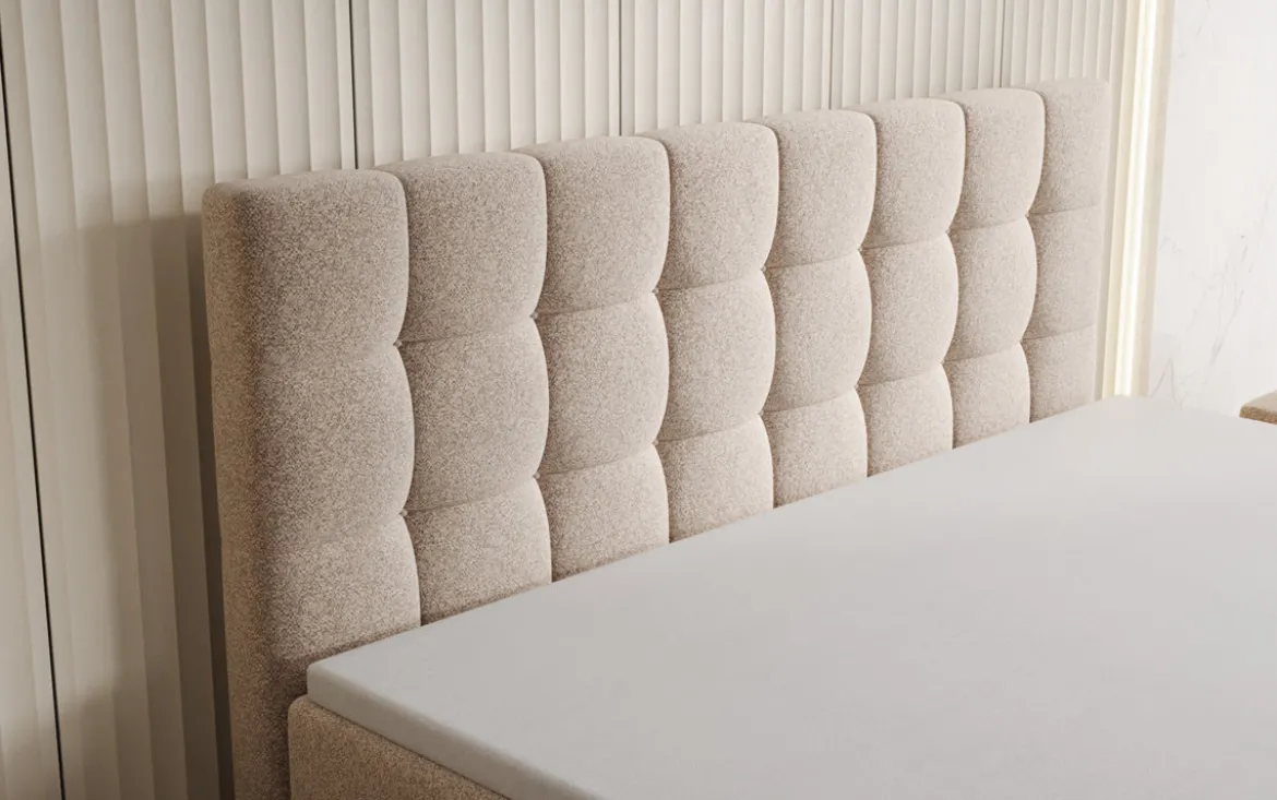 Boxspringbett Grandé in Strukturstoff mit Stauraum