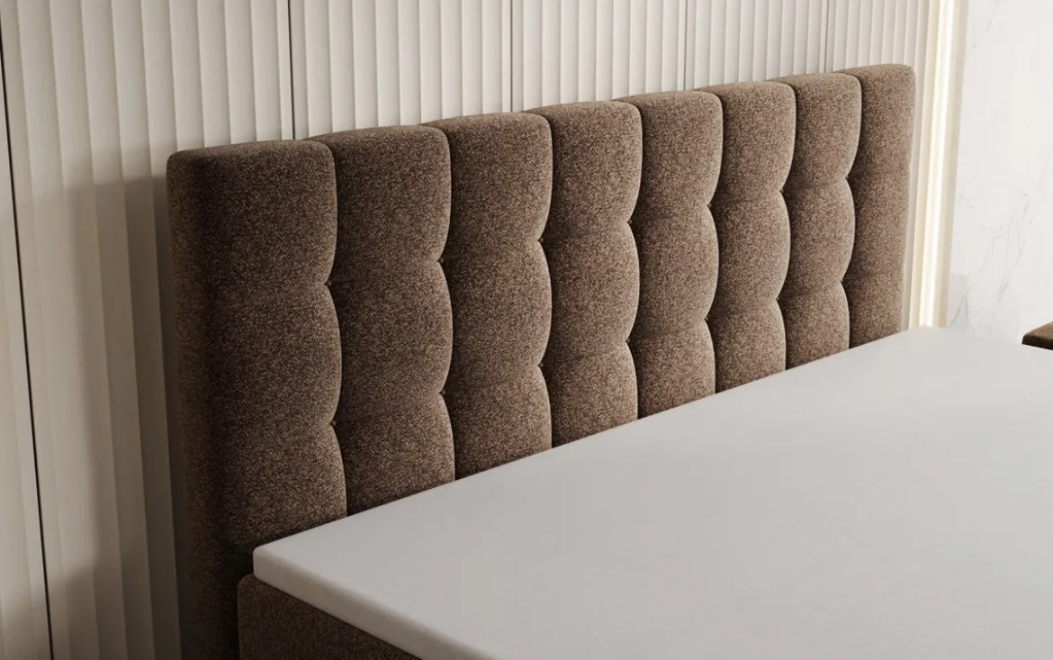 Boxspringbett Grandé in Strukturstoff mit Stauraum