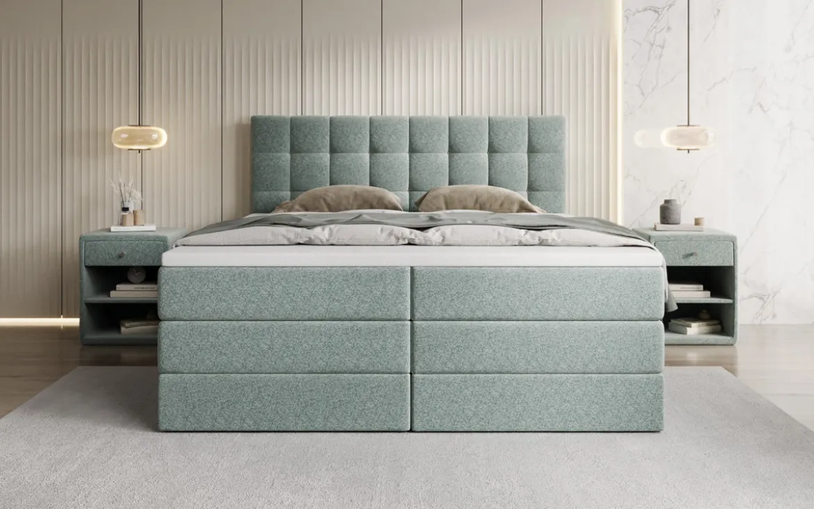 Boxspringbett Grandé in Strukturstoff mit Stauraum