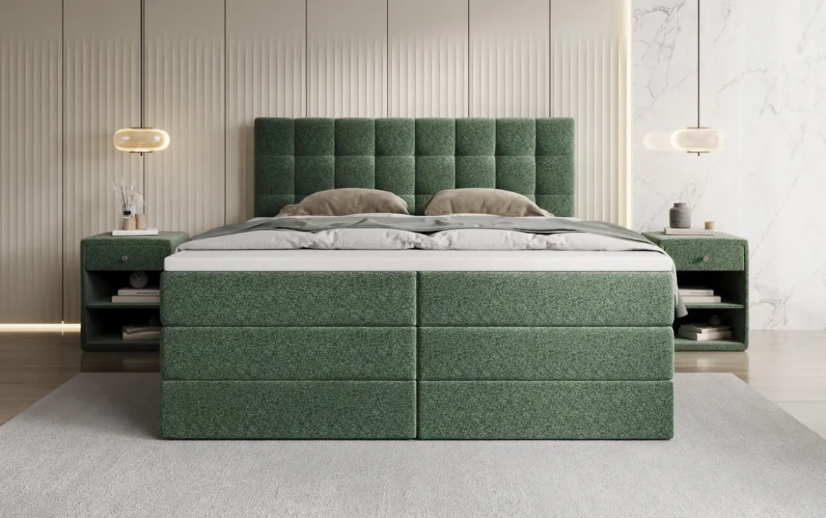 Boxspringbett Grandé in Strukturstoff mit Stauraum