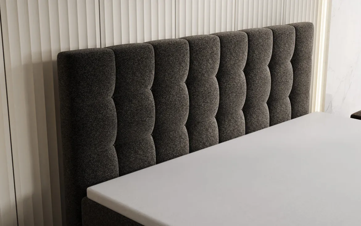 Boxspringbett Grandé in Strukturstoff mit Stauraum