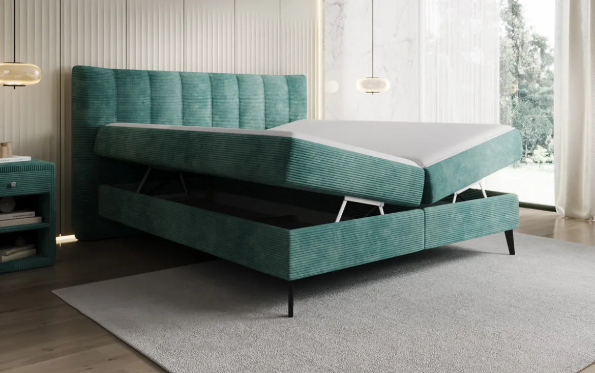 Boxspringbett Ines in Cord mit Stauraum