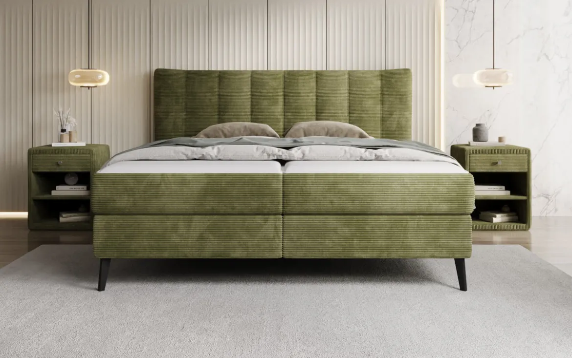 Boxspringbett Ines in Cord mit Stauraum