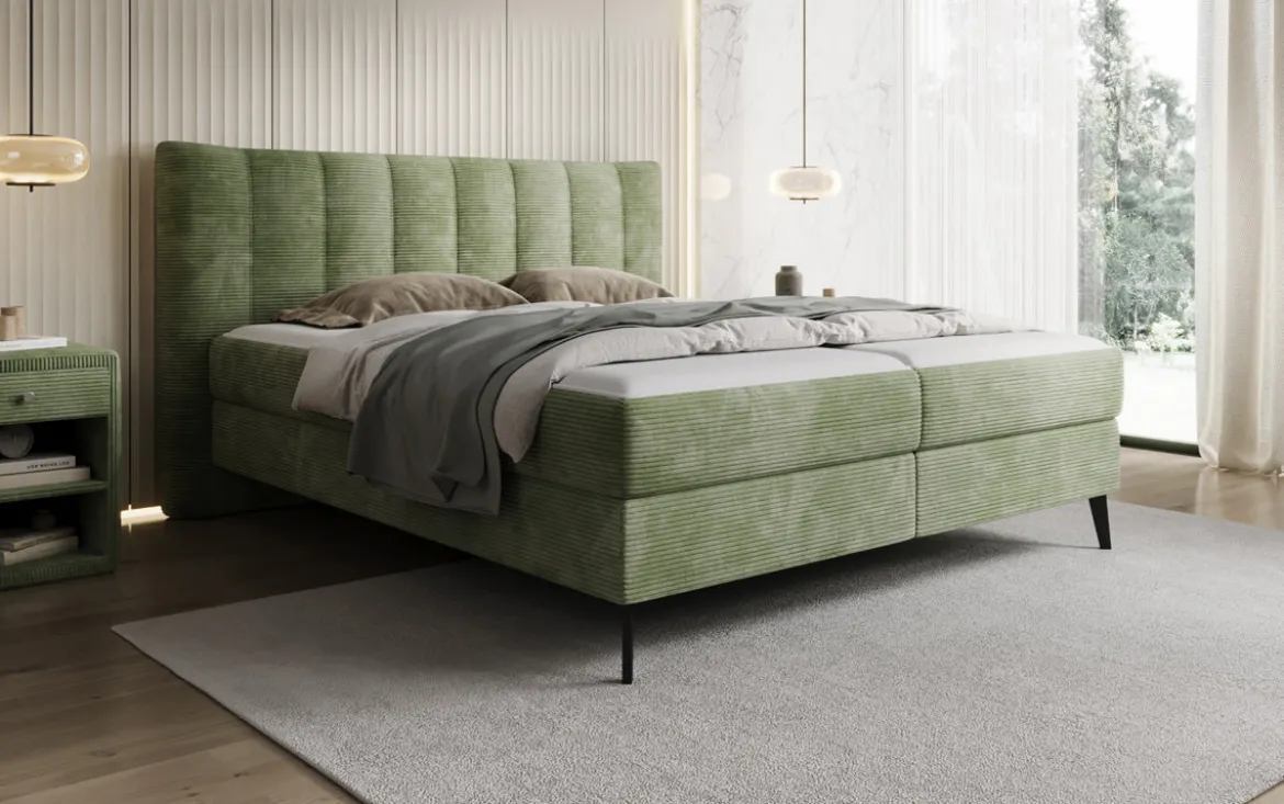 Boxspringbett Ines in Cord mit Stauraum