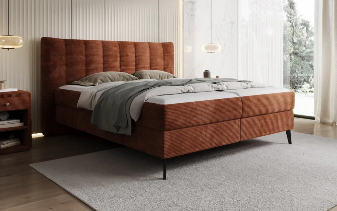 Boxspringbett Ines in Cord mit Stauraum