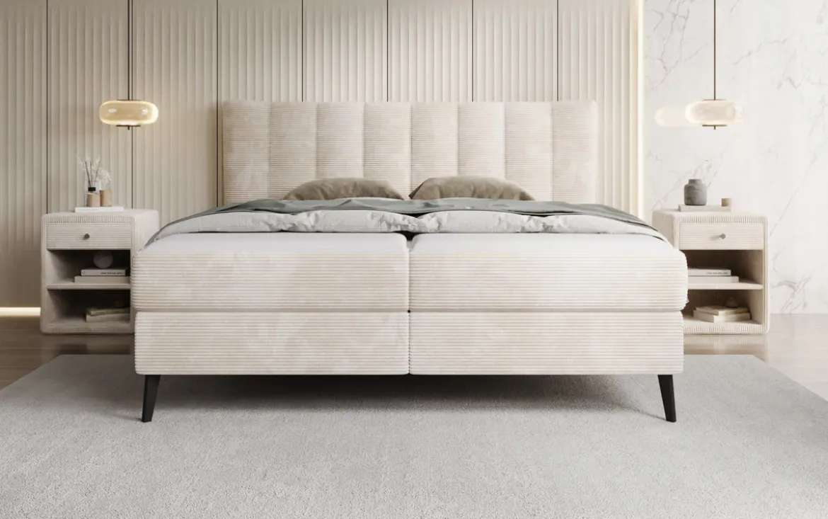 Boxspringbett Ines in Cord mit Stauraum