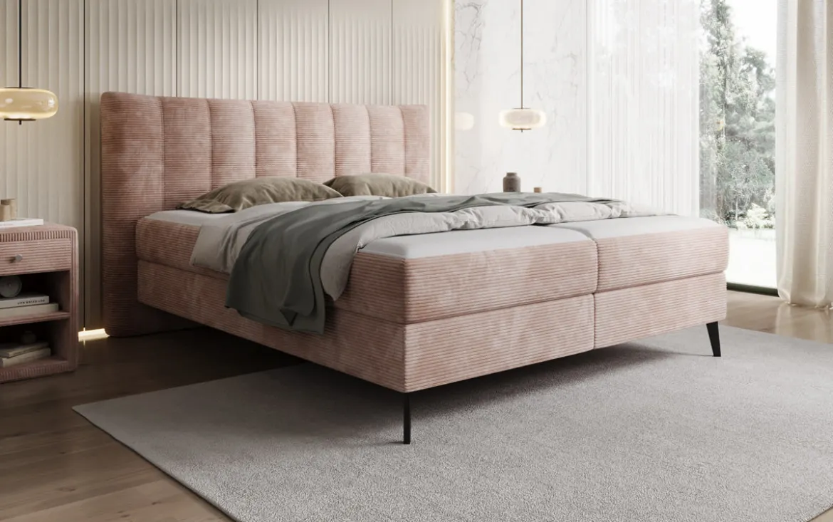 Boxspringbett Ines in Cord mit Stauraum