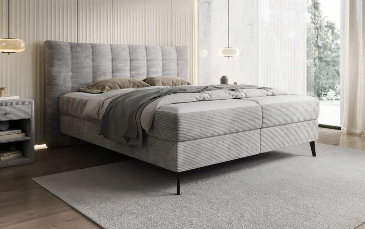Boxspringbett Ines in Cord mit Stauraum