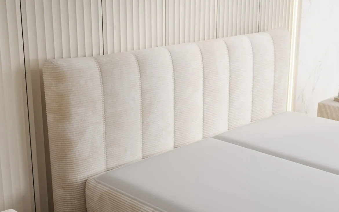 Boxspringbett Ines in Cord mit Stauraum