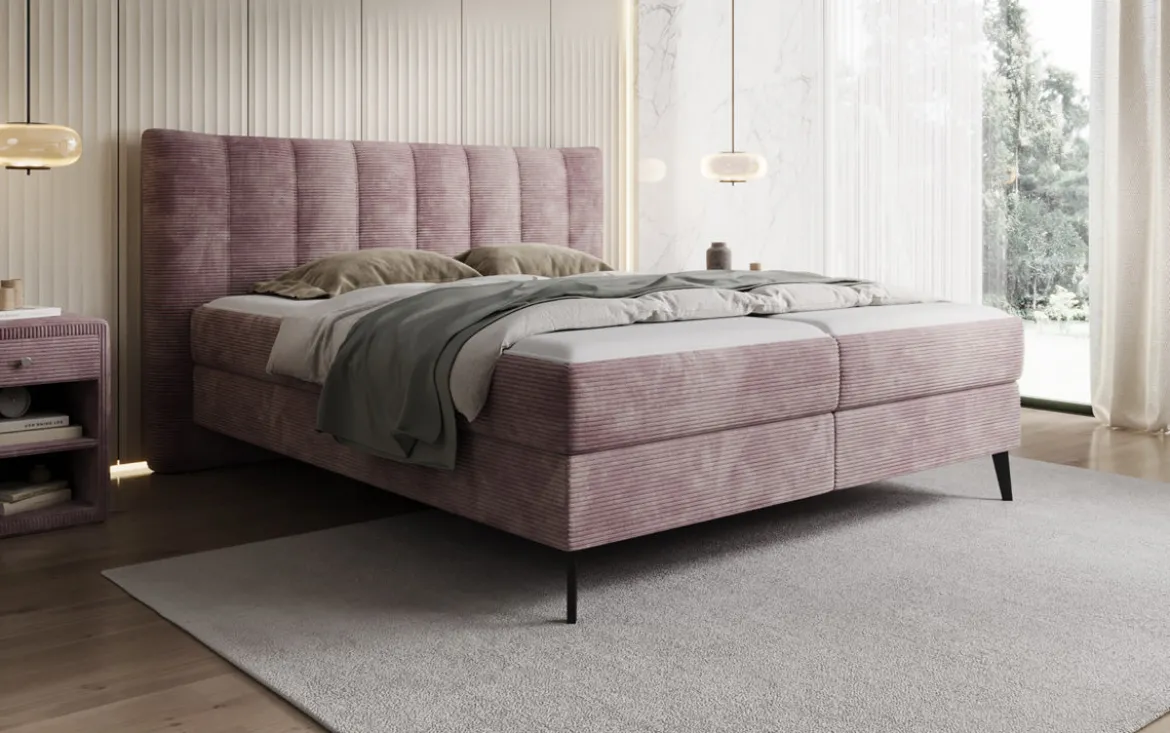 Boxspringbett Ines in Cord mit Stauraum