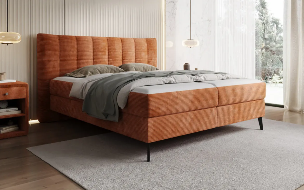 Boxspringbett Ines in Cord mit Stauraum