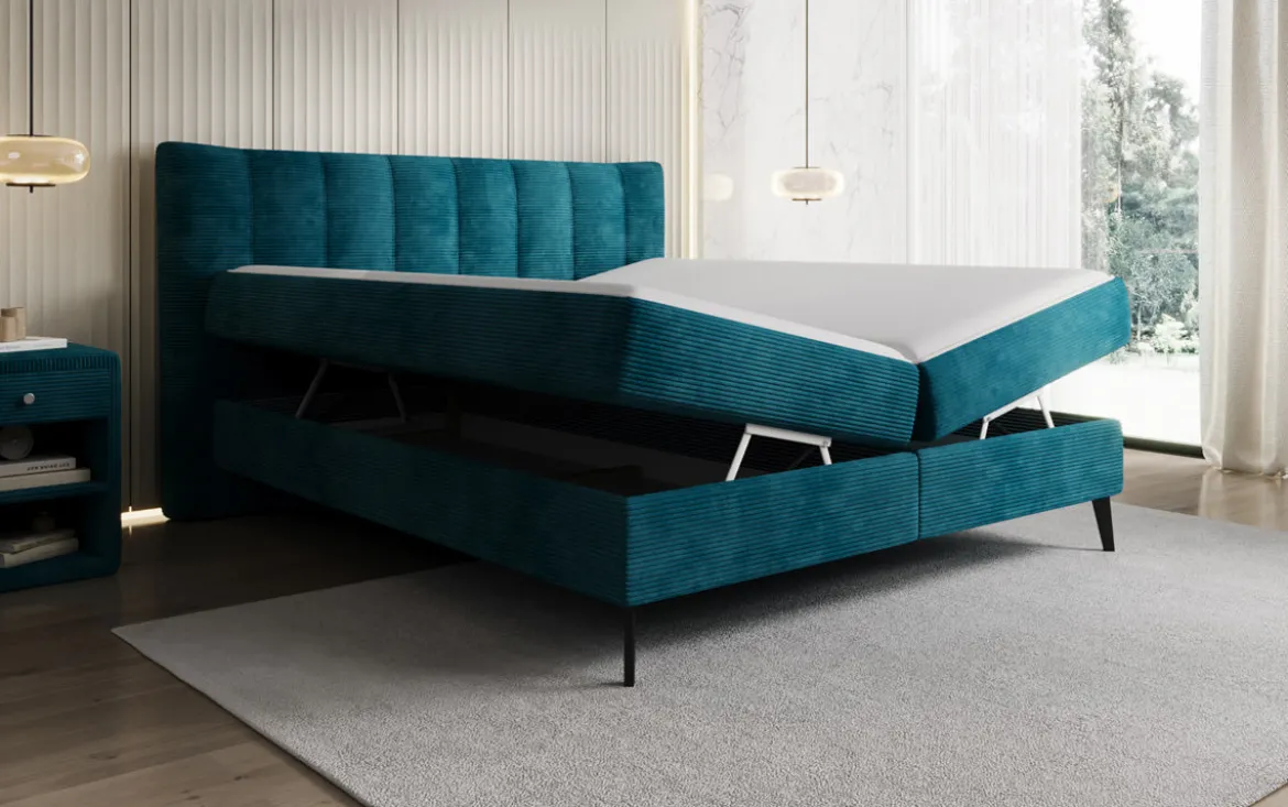 Boxspringbett Ines in Cord mit Stauraum